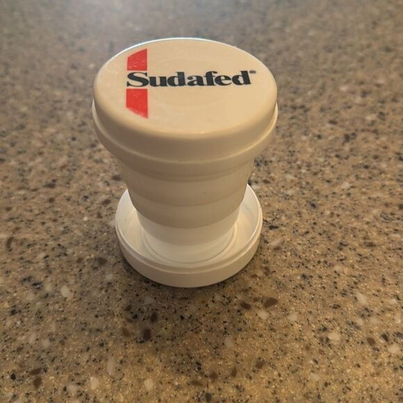 SUDAFED Vintage 90s Collapsible Travel Cup Pill Box - Picture 8 of 10